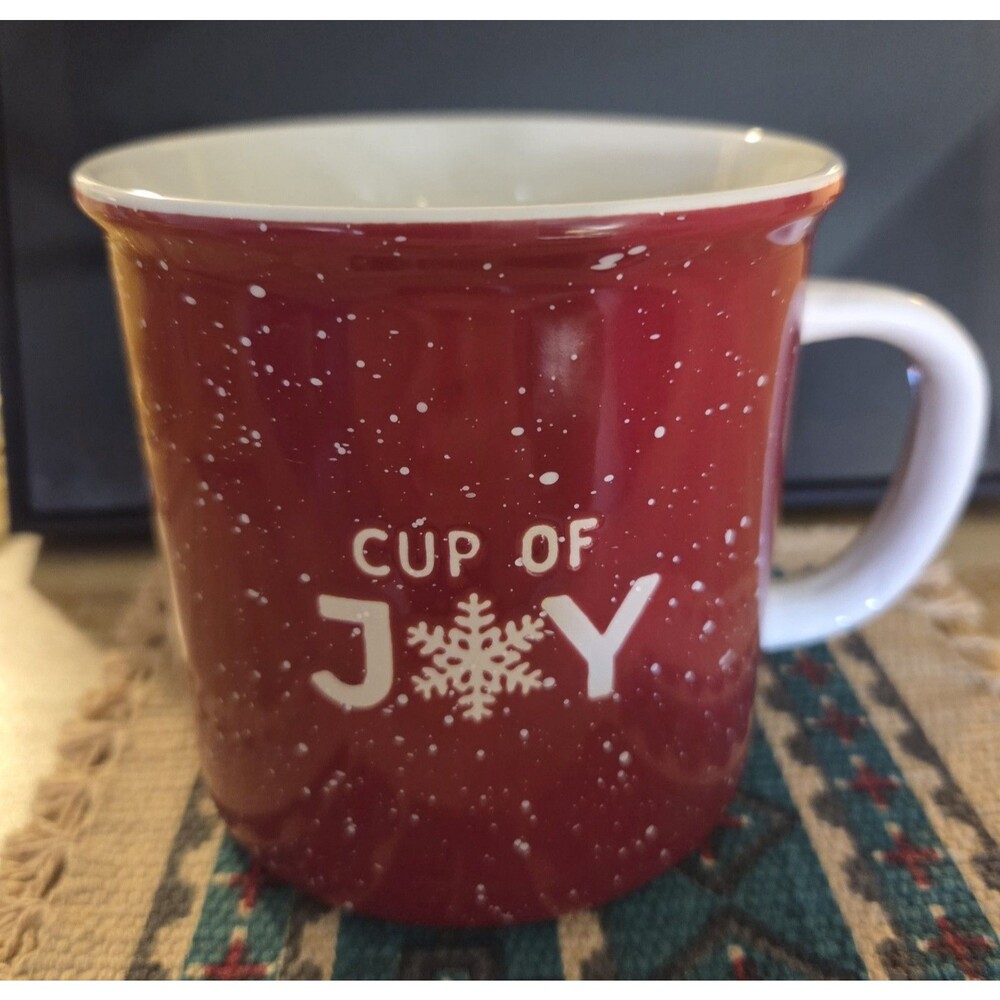 Place & Time Cup of Joy Red and White Speckled Holiday Coffee Hot Cocoa Mug